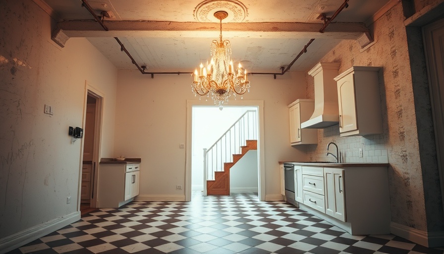 Kitchen renovation project featuring checkered floors.