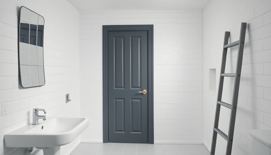 Minimalist bathroom before makeover with ladder; Bathroom Makeover for $1,825.