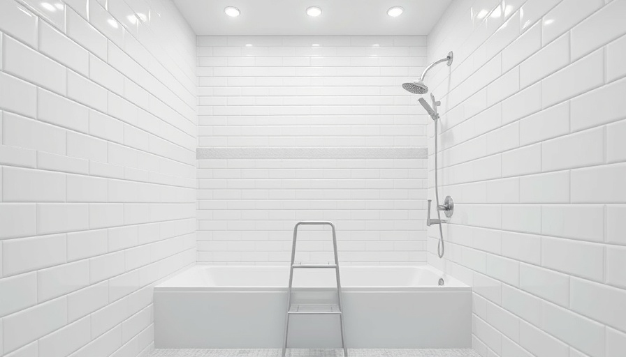 Minimalistic bathroom with ladder, pre-renovation setup.