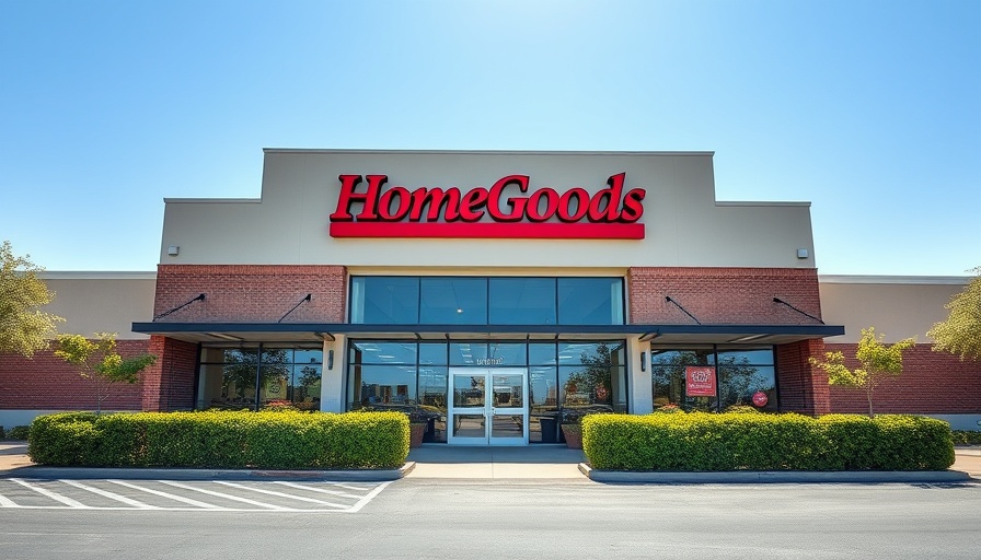HomeGoods store entrance with red logo and large windows.