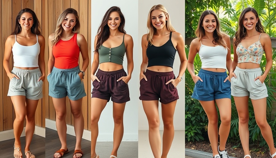 Diverse women modeling pull-on shorts in casual settings.
