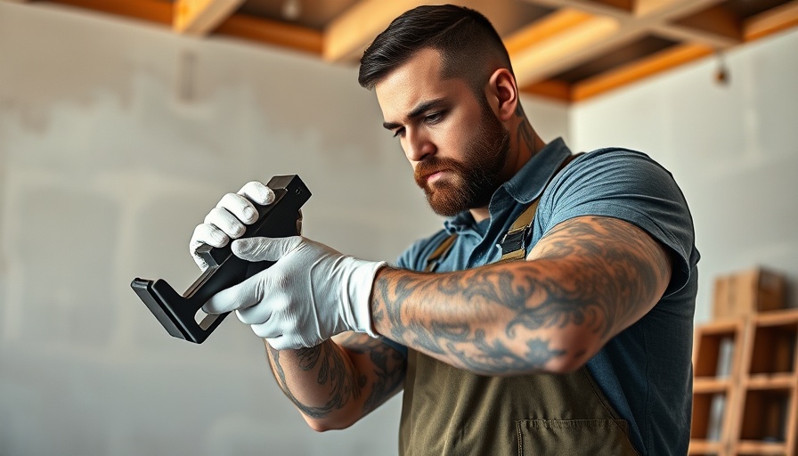 Contractor using ToughGaff innovative tool for contractors in a workspace.