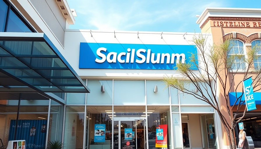 Budget-friendly home decor store exterior with blue sign