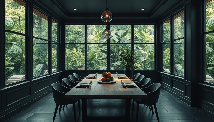 Moody dark green dining room with stylish decor.