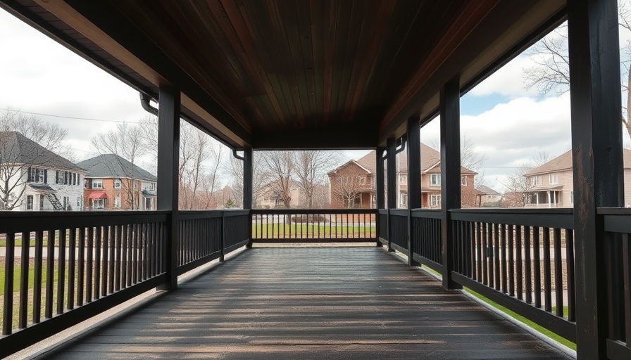 Spacious empty wooden porch overlooking a neighborhood, rental porch makeover.