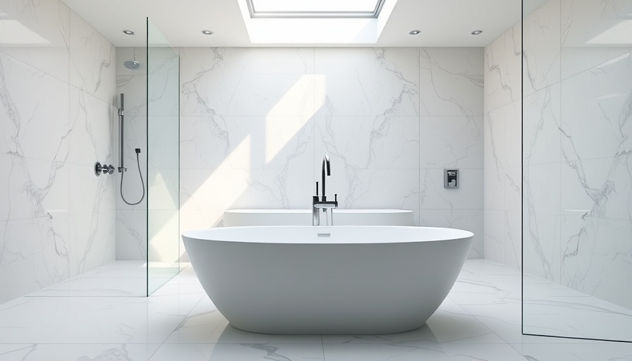 Modern bathroom with white cultured marble countertop and bathtub.