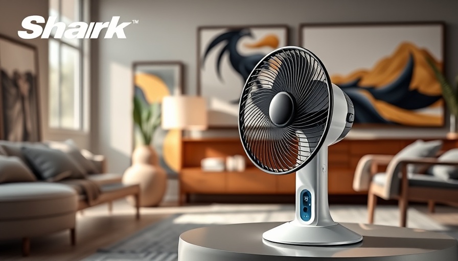 Shark FlexBreeze Cordless Fan displayed in a modern setting.