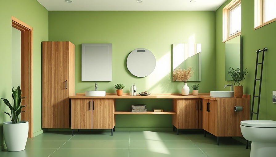 Simple green bathroom before luxurious makeover with natural lighting