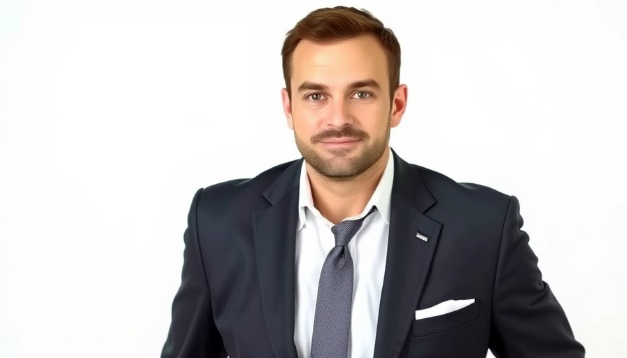 Confident man in business attire, community through climate journalism focus.