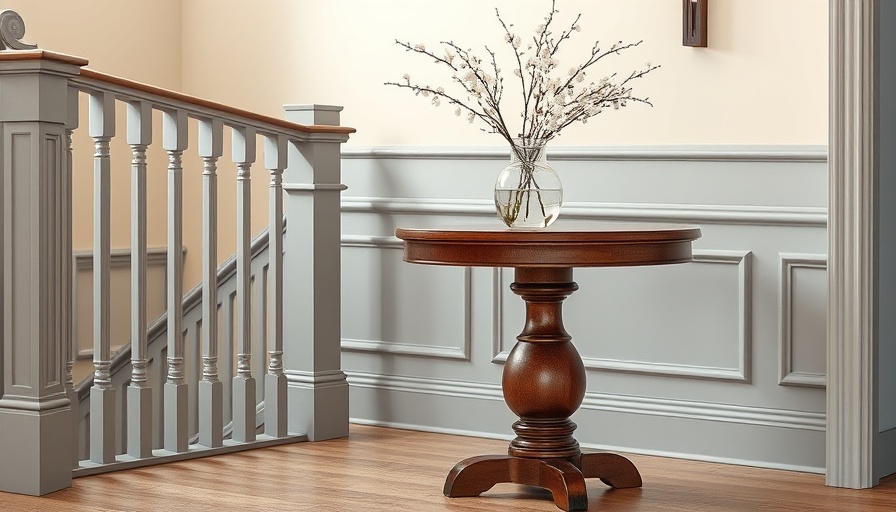 Versatility of pedestal tables in a stylish stairway decor.
