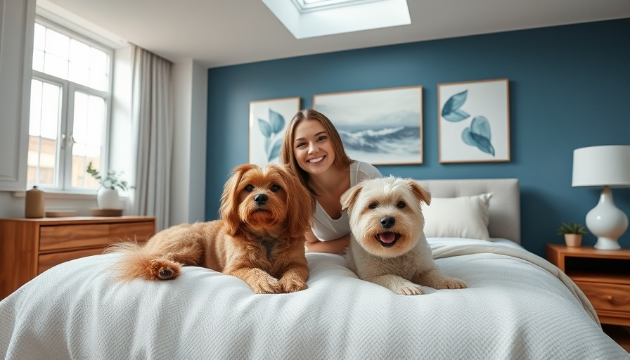 Cozy bedroom with woman and dogs suggesting Father's Day gift ideas.