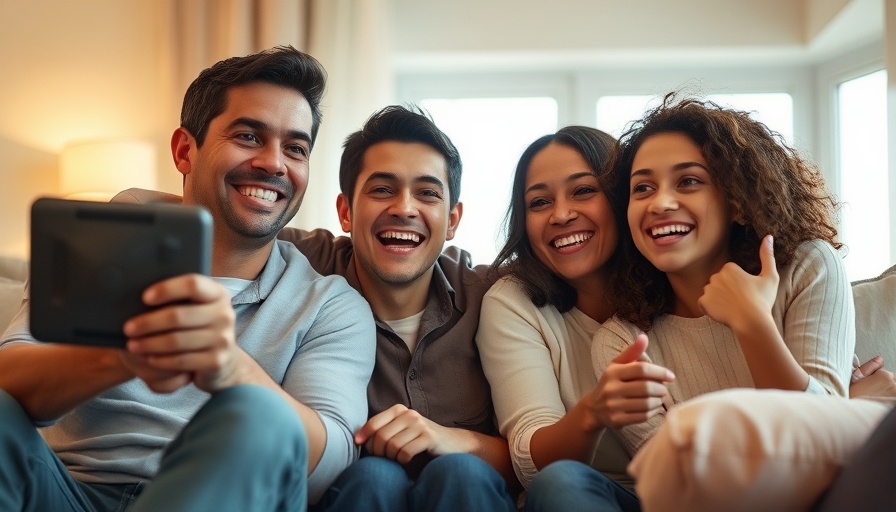 Family enjoying kids’ movies on Amazon Prime, smiling together on a sofa.