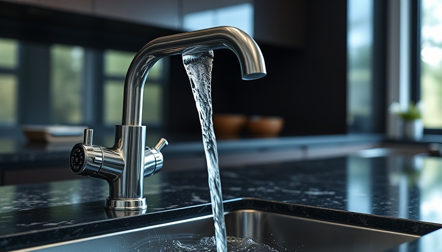 Modern kitchen faucet with clean flowing water, highlighting home water quality solutions.