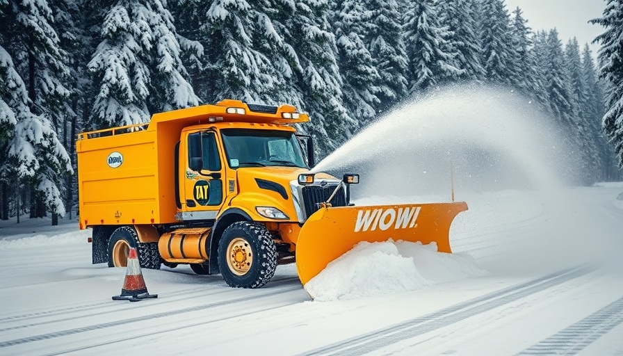John Deere snowplow clearing snowy road using Path Mapping System.