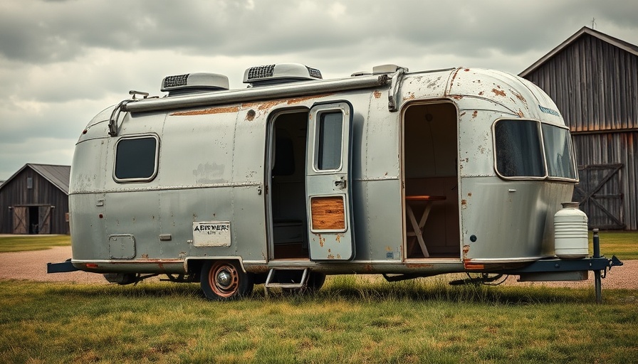 Vintage 1974 Airstream trailer showing age before renovation.