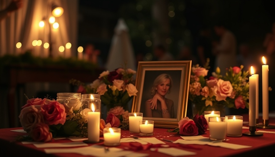 Candlelit vigil setup with photo and flowers for maritime safety.