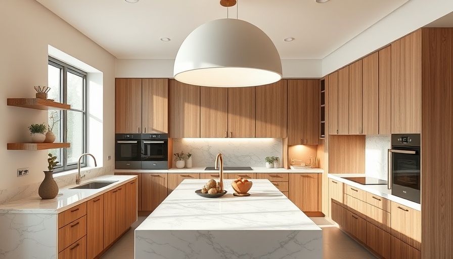Modern kitchen design with marble and wood accents showcasing 2025 trends.