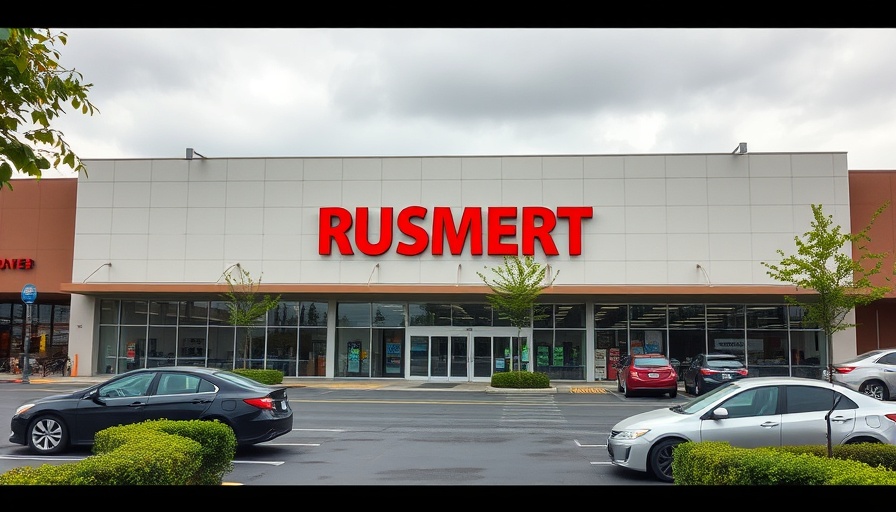 Storefront of a large retail store on a cloudy day.