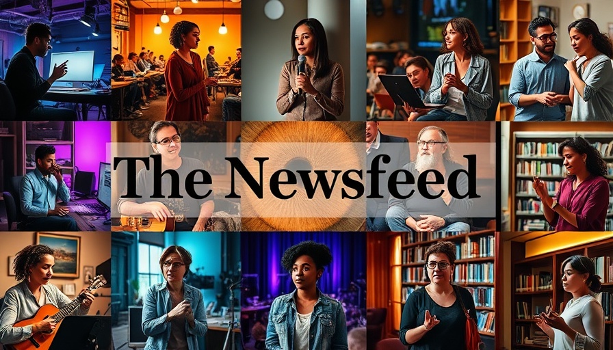 Collage of diverse Seattle artists in vibrant settings with 'The Newsfeed' banner.