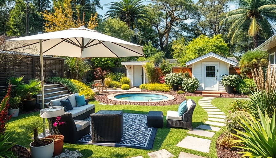 Beautiful backyard landscaping renovations with seating and greenery.