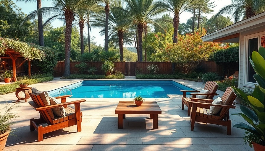 Lush backyard pool area highlighting home value increase.
