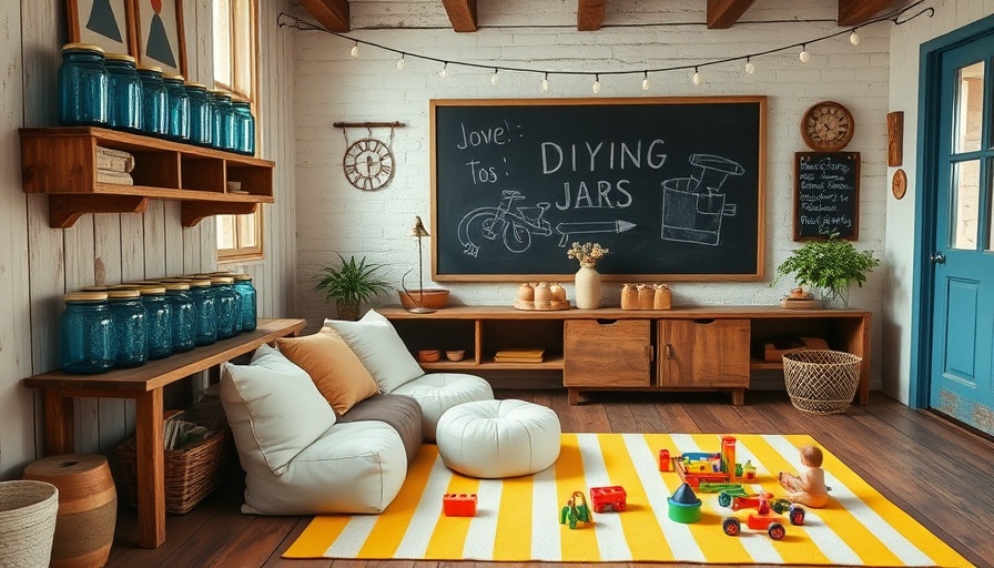 DIY canning jars art installation in rustic home interior.
