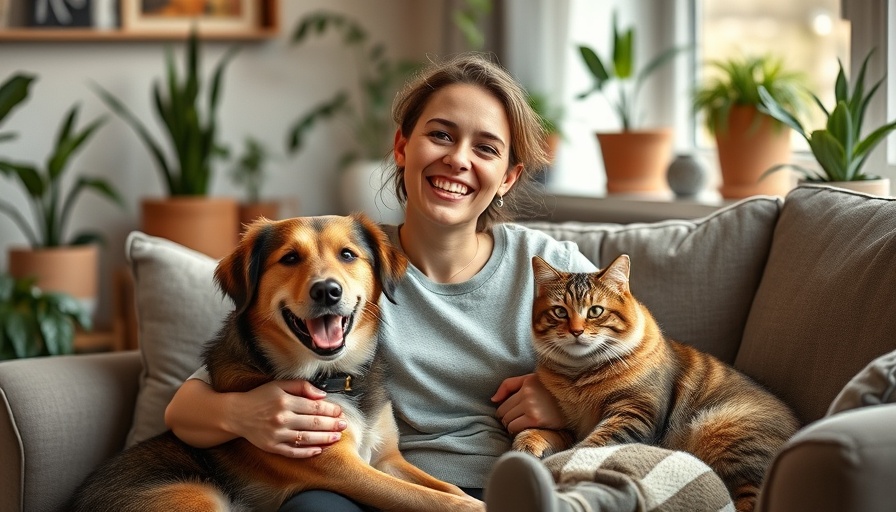 Young woman choosing the right dog or cat in cozy room.