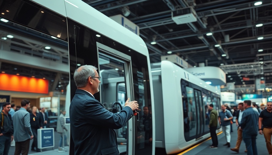 Man demonstrating PaintLine transporting systems at exhibition