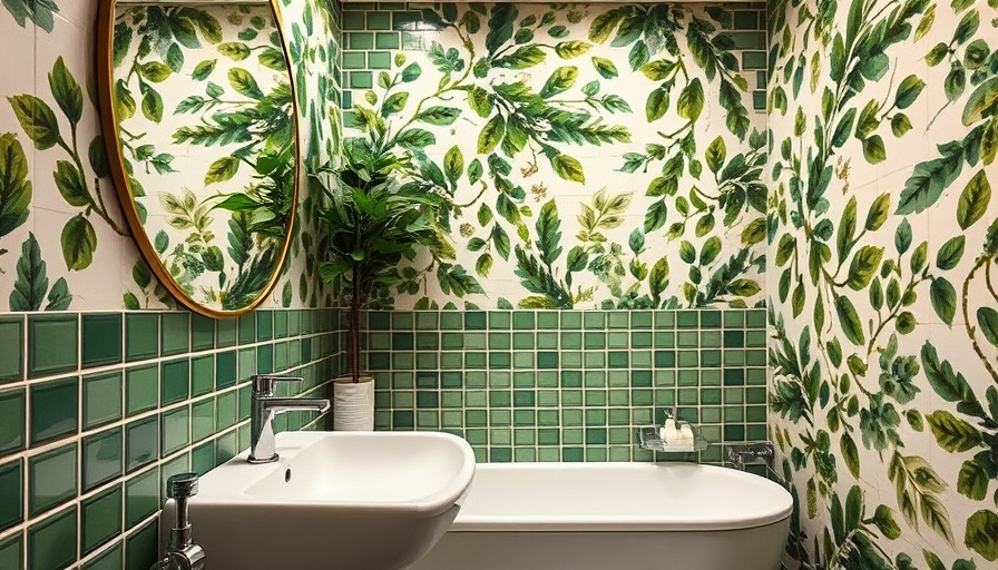 Stylish bathroom with green tiles and decor