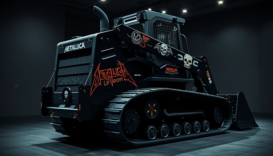 Metallica-inspired compact track loader with custom graphics.