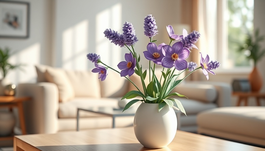 Lavender-themed DIY paper flowers in a white pot in a bright room.