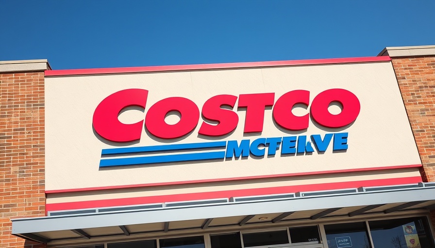 Costco storefront with prominent logo under clear sky.