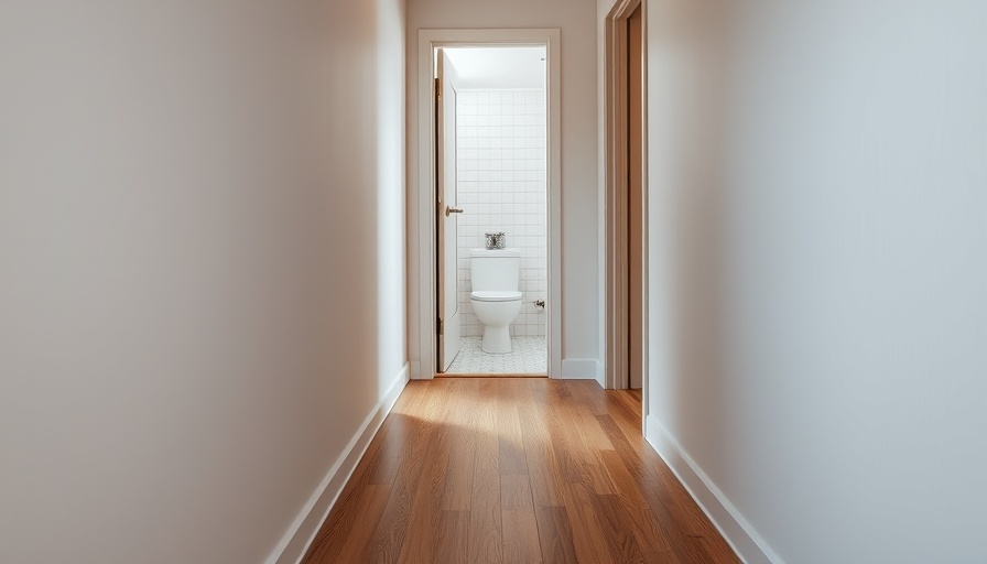 DIY Home Makeover pre-renovation hallway with open door view.