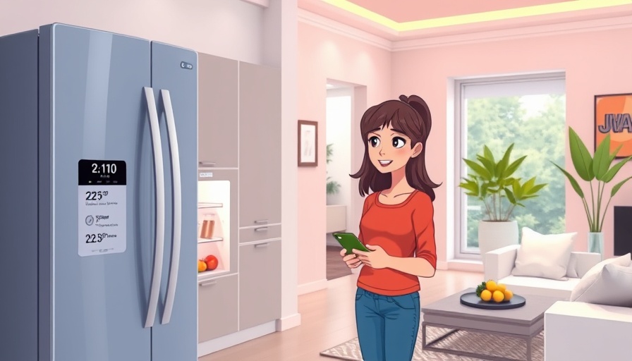 Smart home technology solutions illustration with fridge alert.