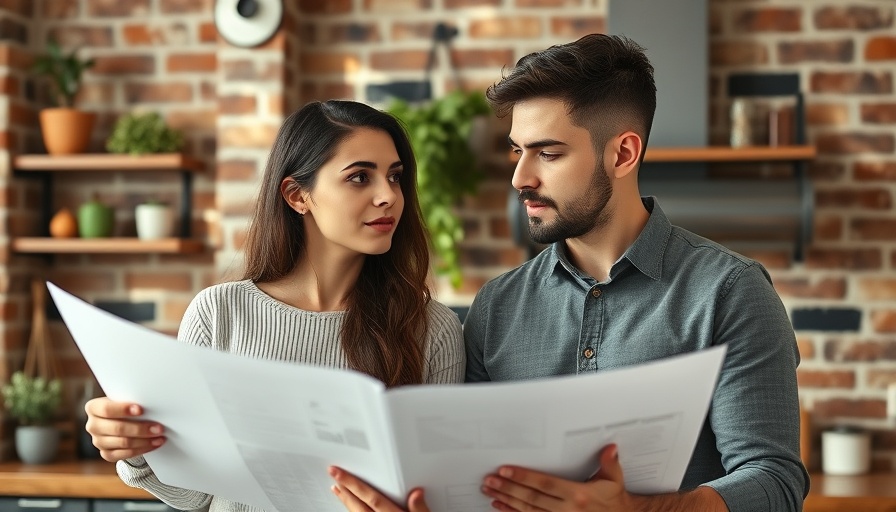 Young couple planning budget-friendly home renovations in cozy kitchen.