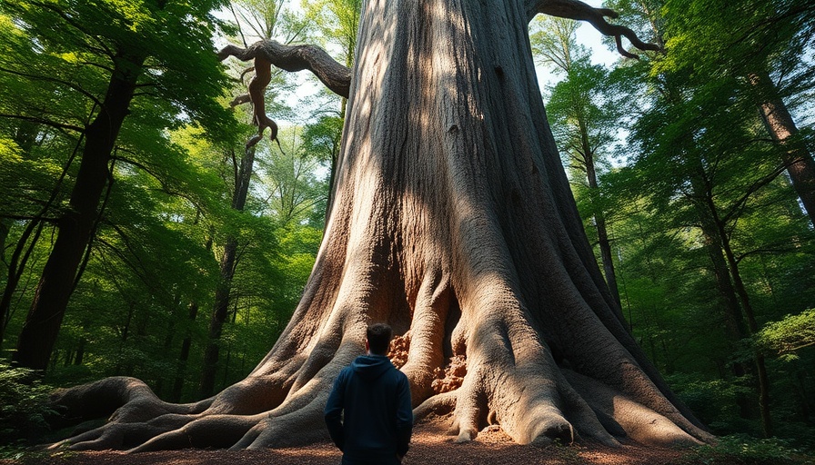 Massive tree in vibrant Amazon forest, highlighting ecosystem resilience.