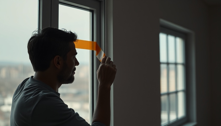 Person demonstrating the fastest way to mask windows for painting in a video.