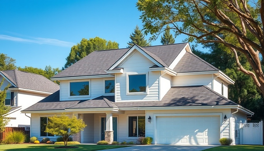 Modern house with composite roofing material in suburban setting.