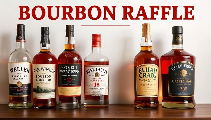 Project EverGreen Bourbon Raffle poster featuring prize bottles and initiative details.