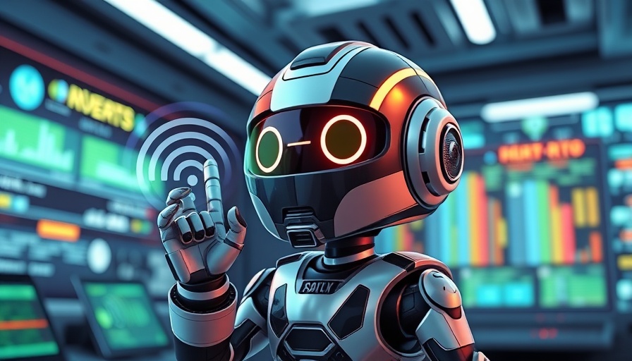 Cartoon robot analyzing Wi-Fi signals in a digital setting