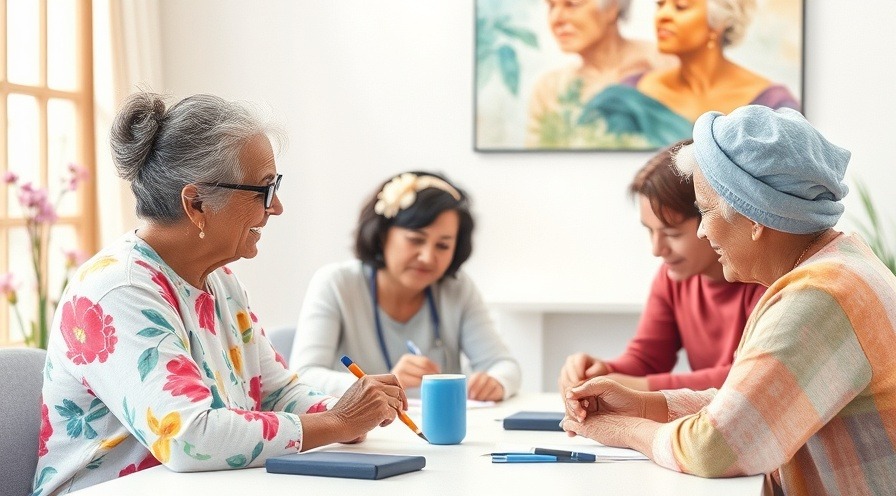 Stroke recovery through art therapy in a serene watercolor scene, promoting mental wellness and community support.