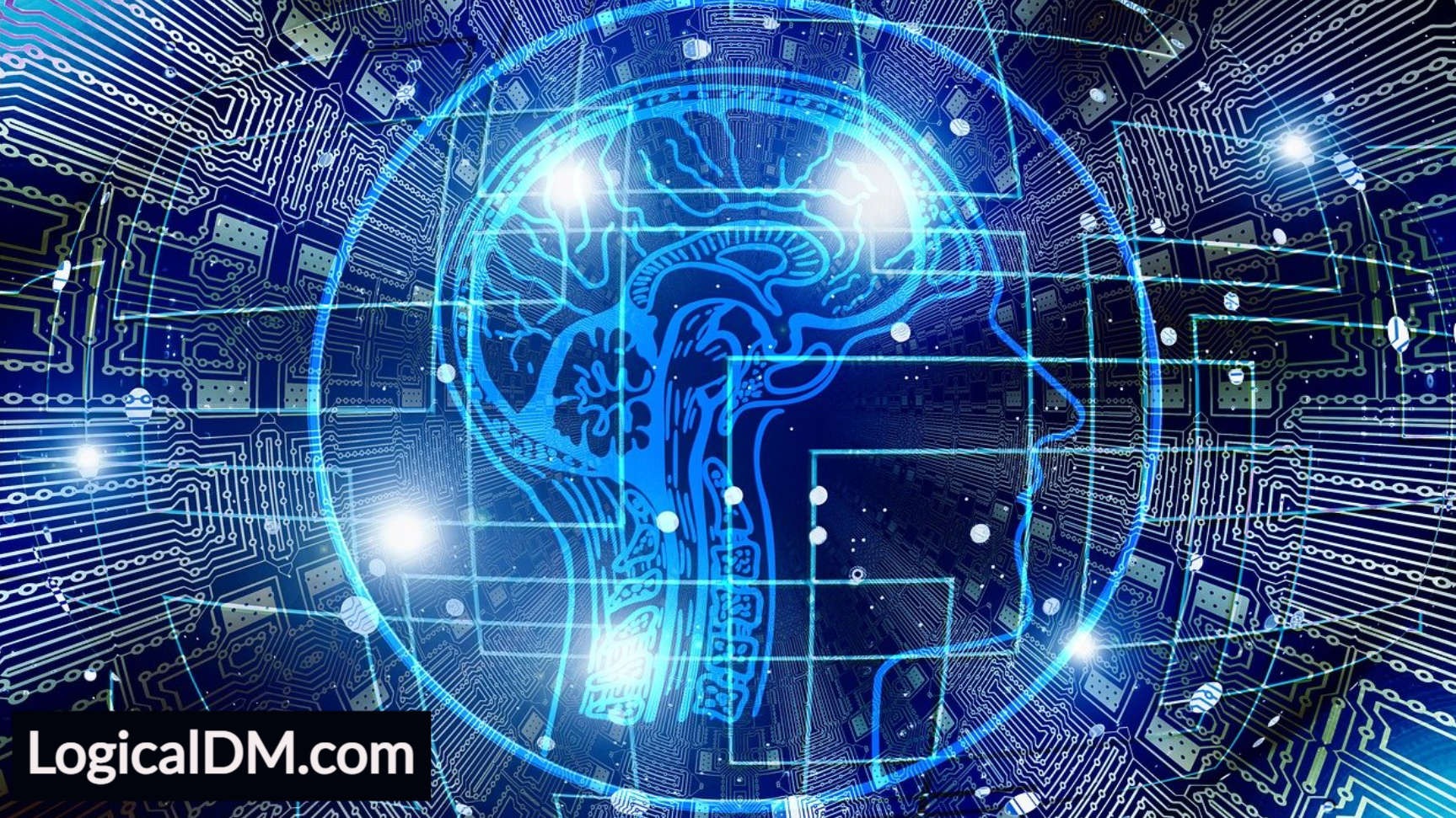 Transparent human brain in digital surroundings