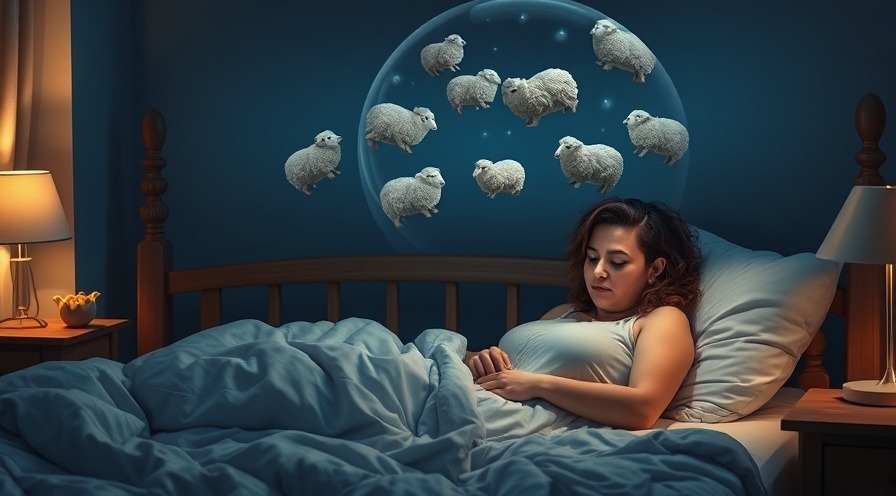 Woman counting sheep while trying to sleep