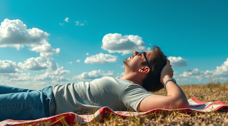 Adult cloud watching on a blanket under the sun on a beautiful day.