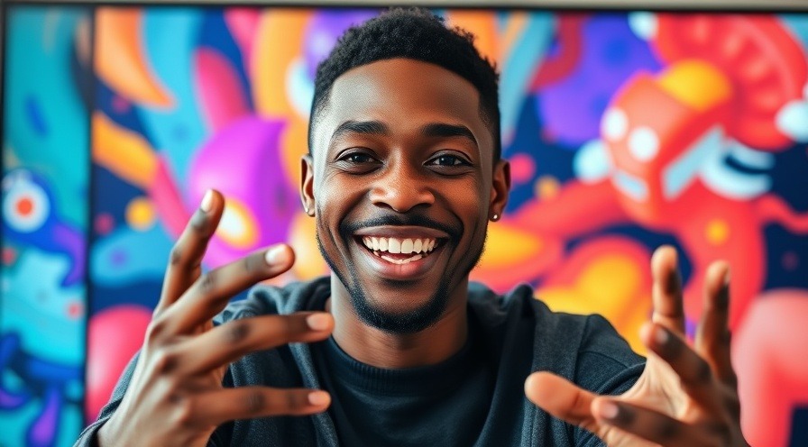 Young man smiling during a video call, promoting eye health and awareness of diabetic retinopathy.
