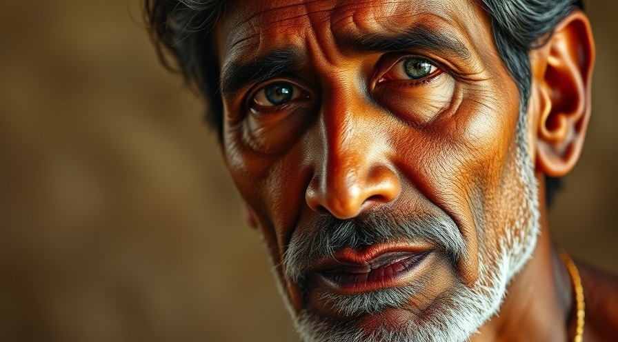 Resilient man with scleroderma, showcasing skin changes and emotional strength.