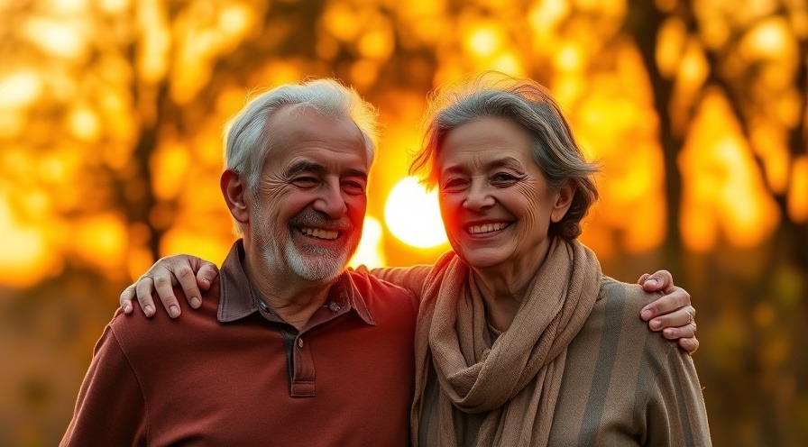 Warm couple supporting each other at sunset, promoting cancer awareness and funding.