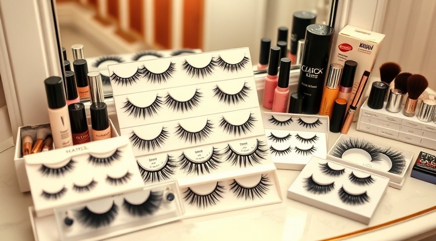 Glamorous false eyelashes showcasing eyelash care and beauty on an elegant vanity.