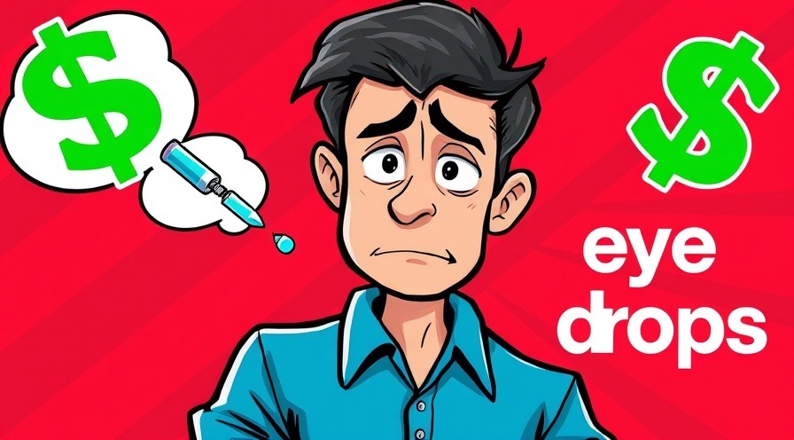 Concerned man in blue shirt considers affordable eye drops for dry eye treatments.