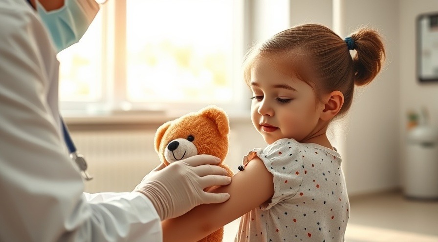 Young girl receiving vaccination in bright clinic, highlighting healthcare accessibility.